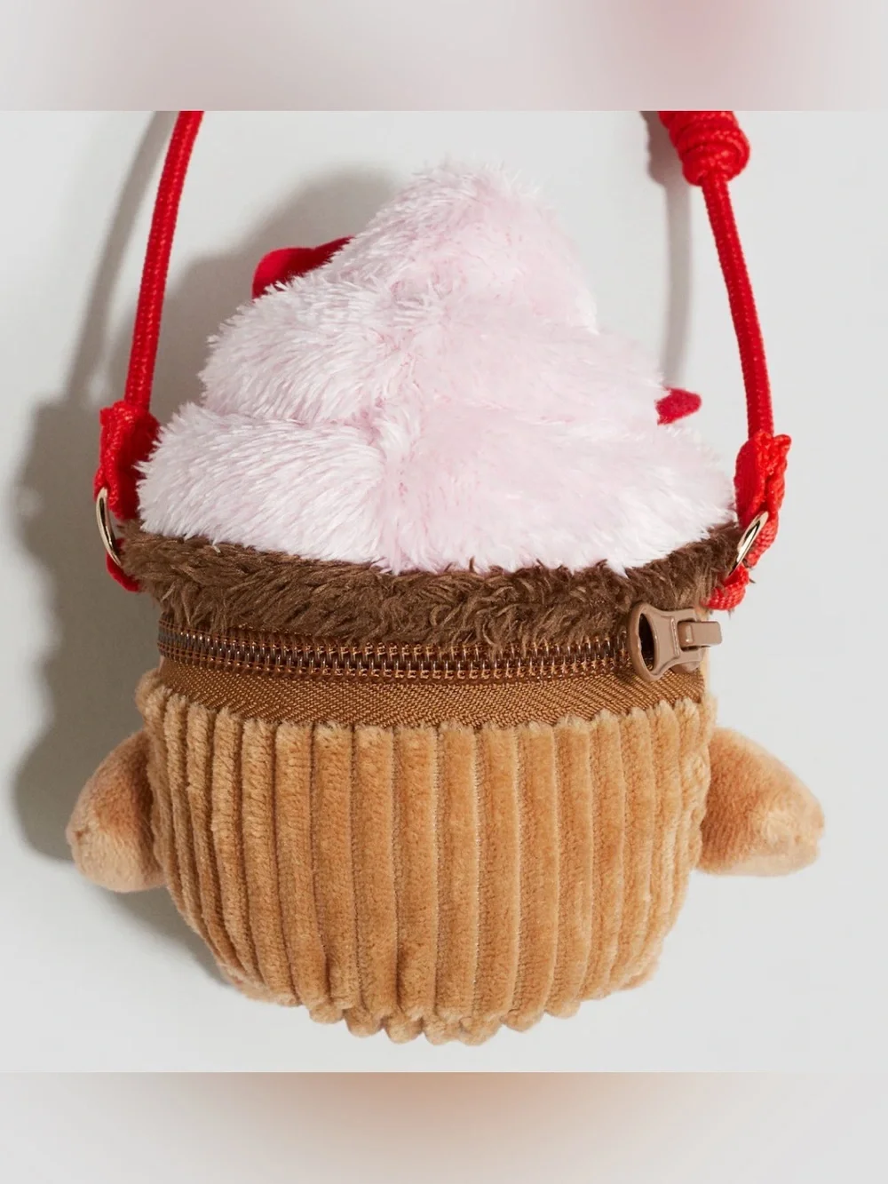 H&M Mini Cupcake Plush Purse Shoulder Bag Pink Red Brown Padded Toy Cute Small